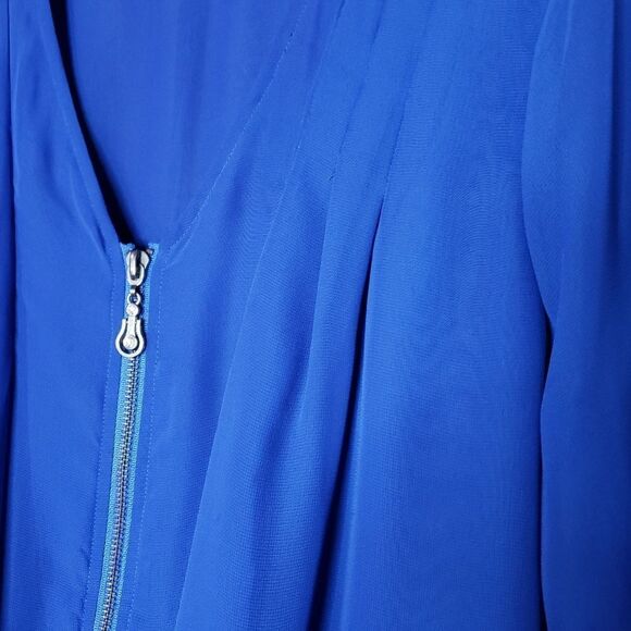 Yest Medium Long Sleeve Sheer Blue Top Blouse Jacket - Picture 4 of 10